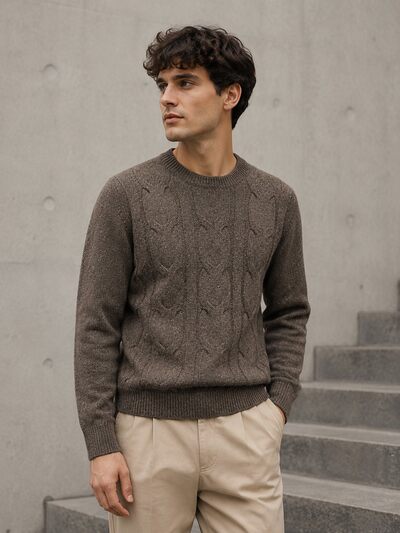 Großhändler KZR - Grobstrick Pullover mit Rundhalsausschnitt Großhändler KZR - Grobstrick Pullover mit Rundhalsausschnitt
