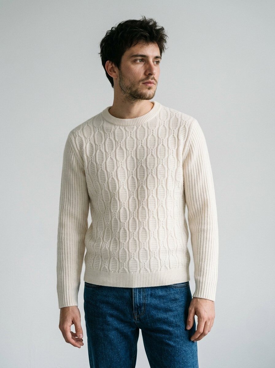 Wholesaler KZR - Cable Knit Crew Neck Sweater