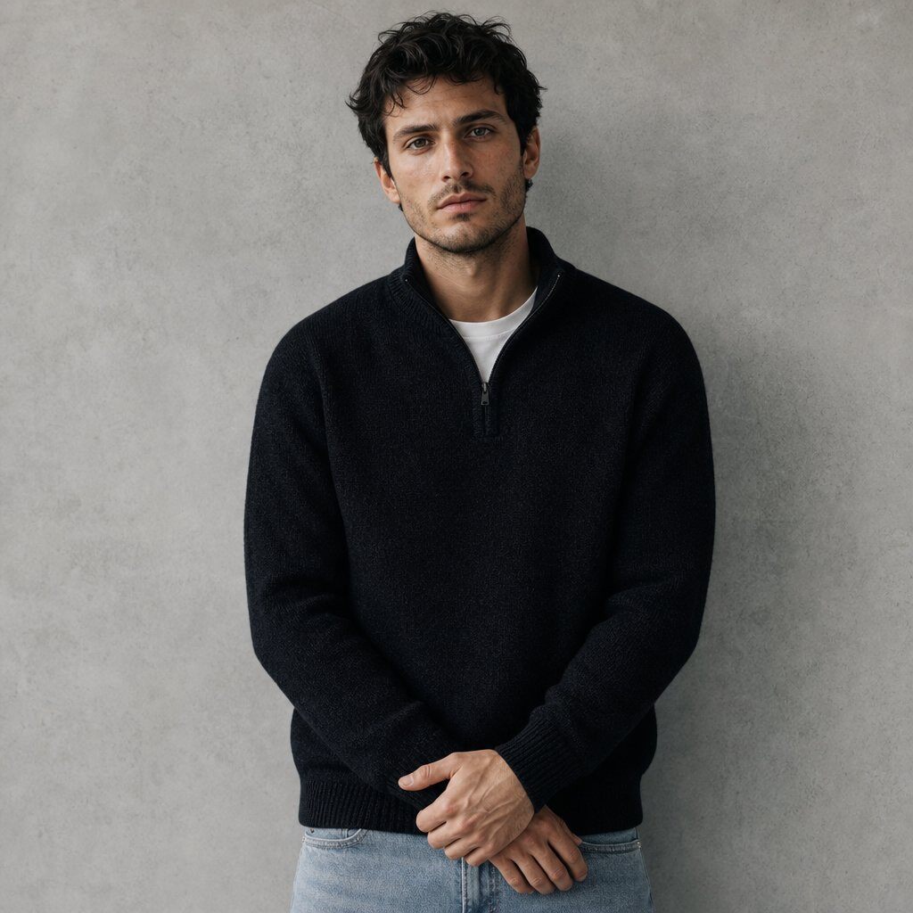 Großhändler KZR - Gerippter Strickpullover mit hohem Kragen und Reißverschluss