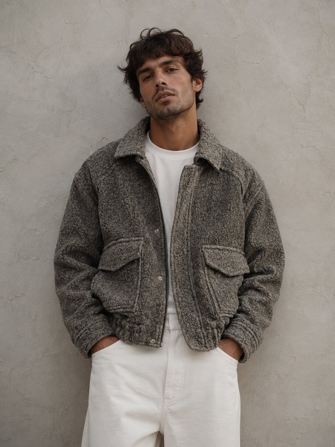 Grossiste KZR - Veste Teddy Bouclette Zippée Poches Cargo