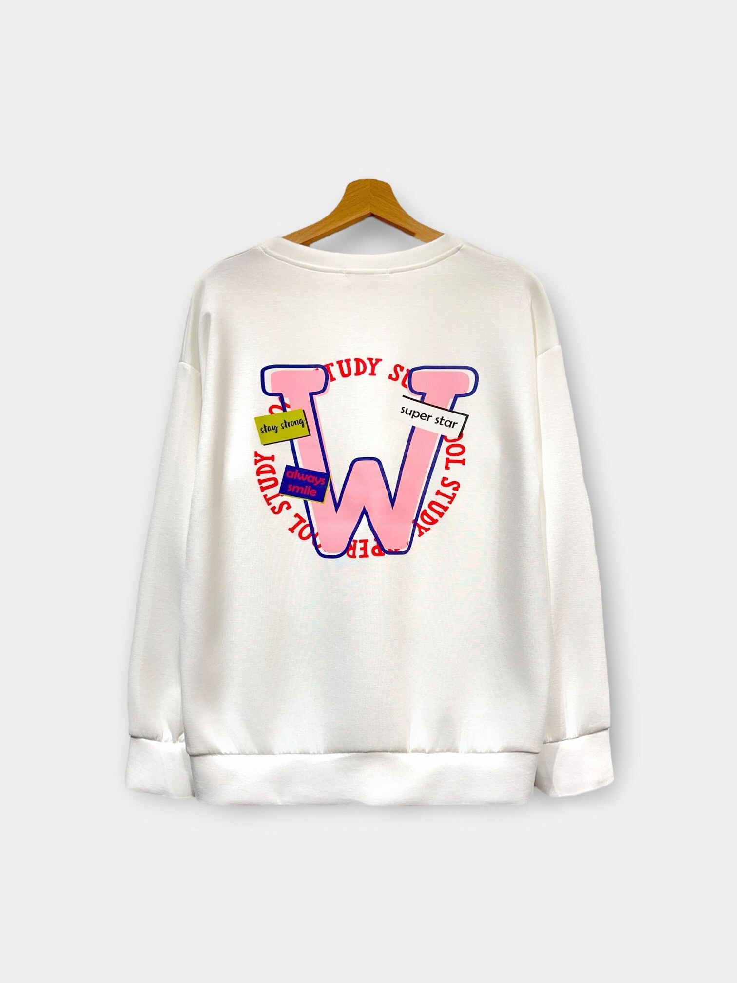 Mayorista LAFÉEROSE - Sudadera oversize con estampado LA, PAPAYAS, NARANJAS, W STUDY