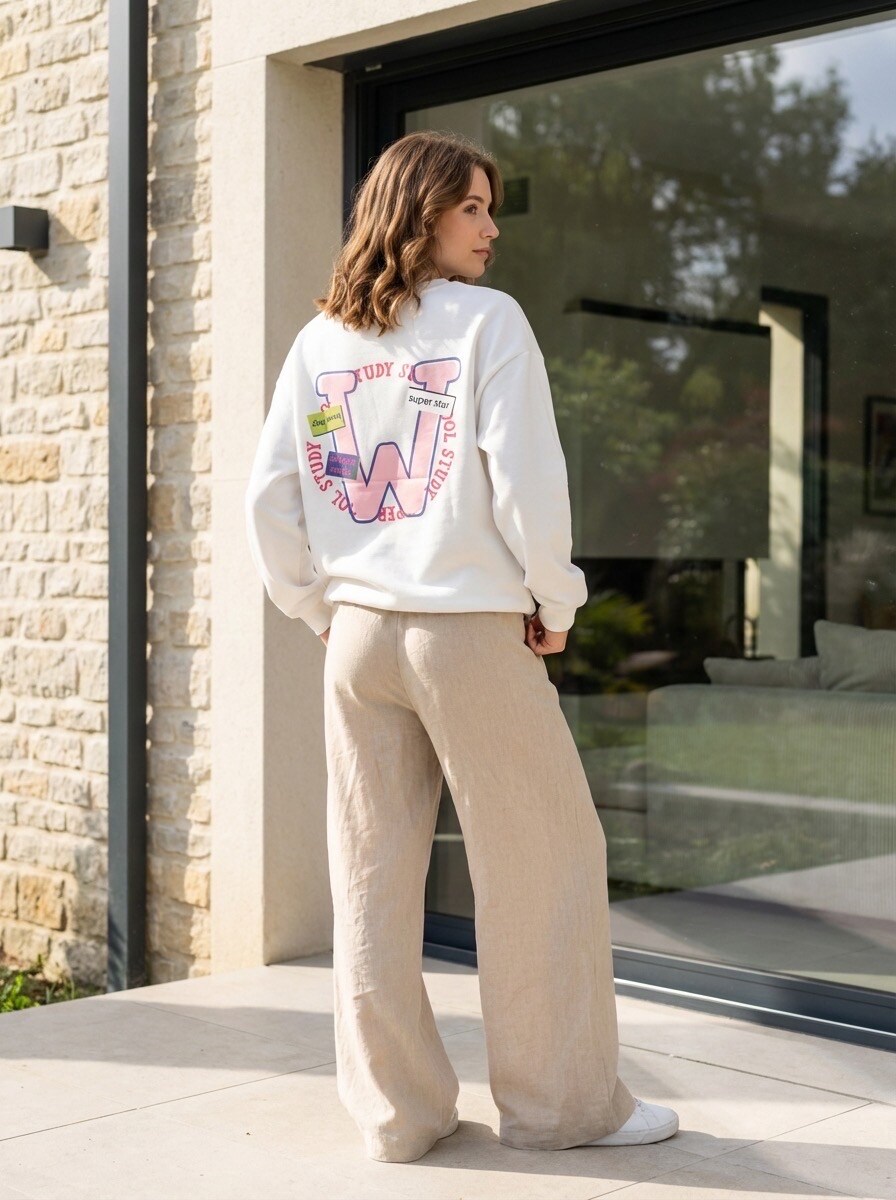 Wholesaler LAFÉEROSE - Oversized sweatshirt with LA print, PAPAYAS, ORANGES, W STUDY