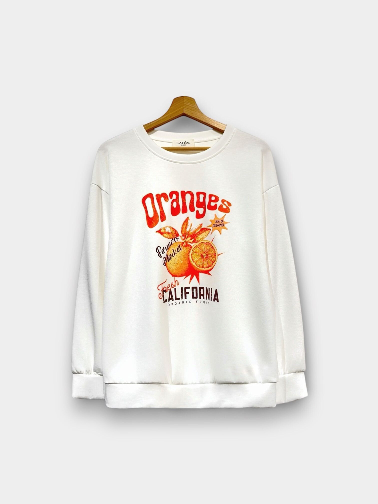Grossista LAFÉEROSE - Felpa oversize con stampa LA, PAPAYAS, ARANCE, W STUDY