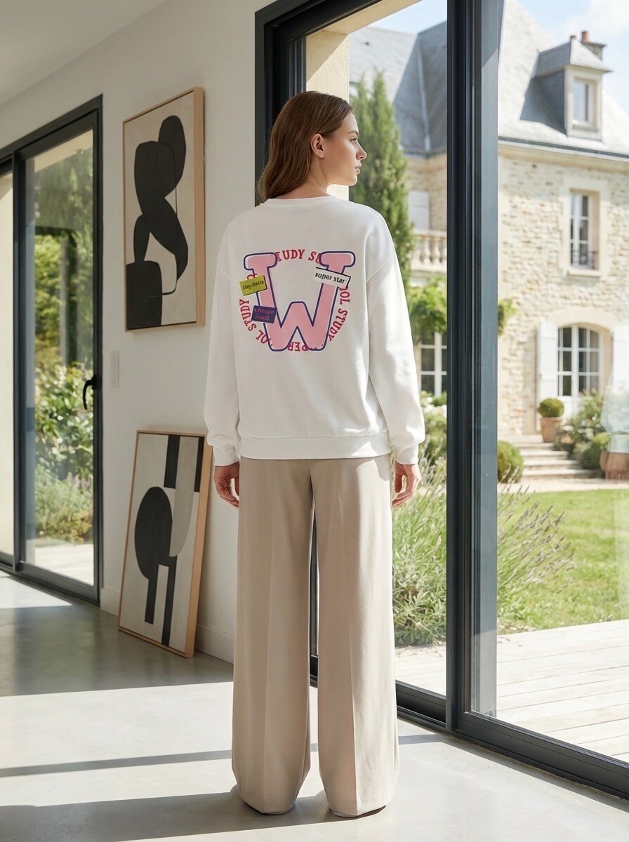 Wholesaler LAFÉEROSE - Oversized sweatshirt with LA print, PAPAYAS, ORANGES, W STUDY