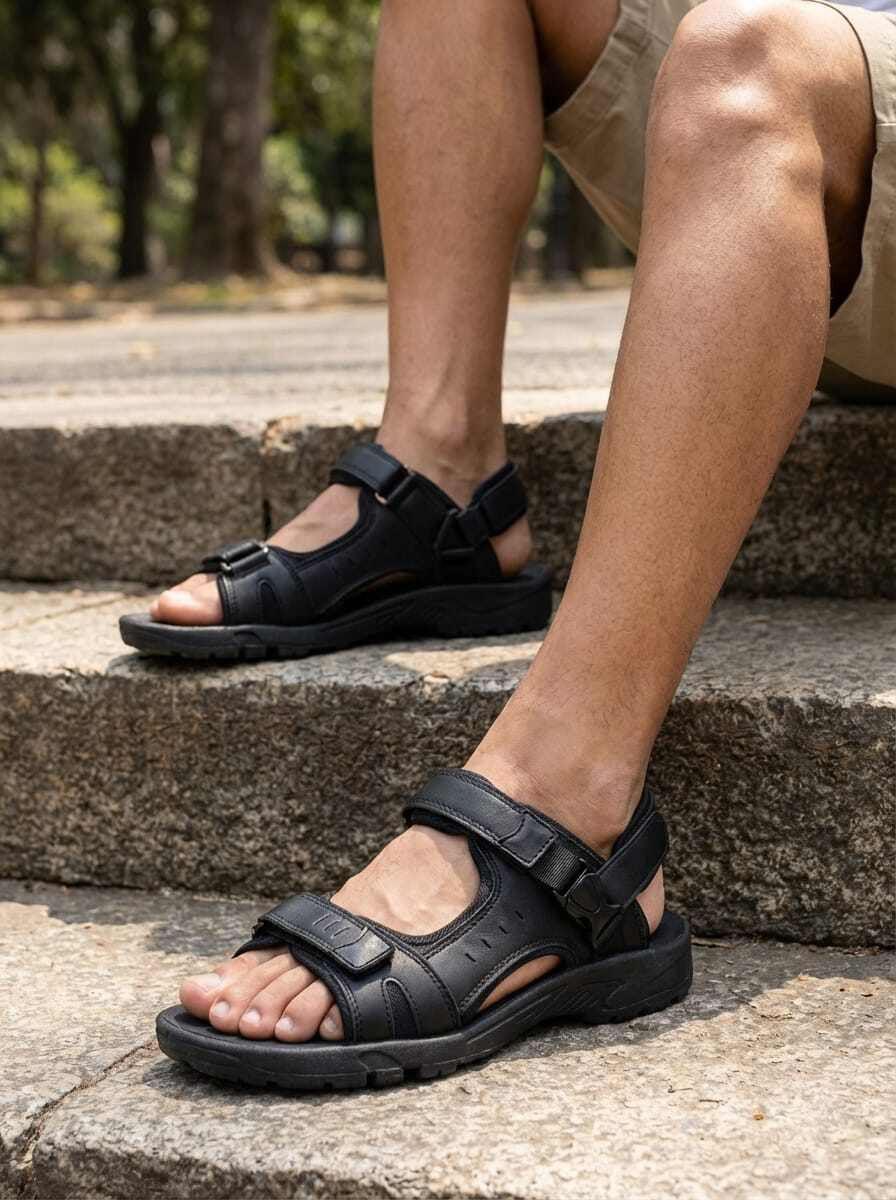Großhändler LBS collection - Herren-Sandalen mit verstellbarem Klettverschluss