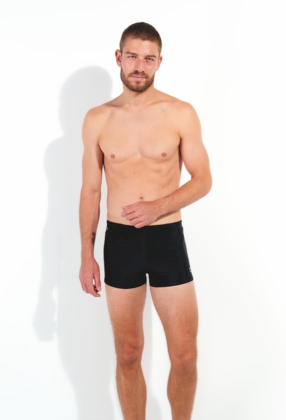 Wholesaler LEMON BAY by France Denim - Solid black swim trunks with zip pocket