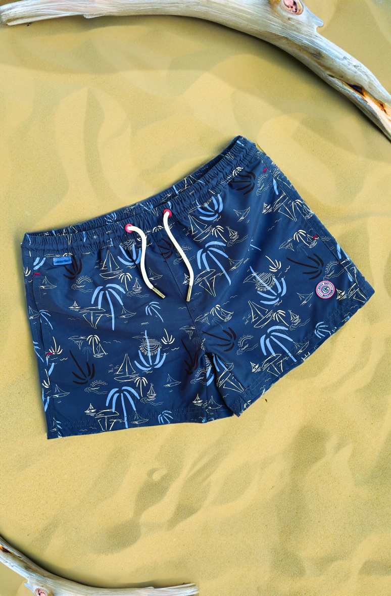 Großhändler LEMON BAY by France Denim - AOP Sailboats Badeshorts