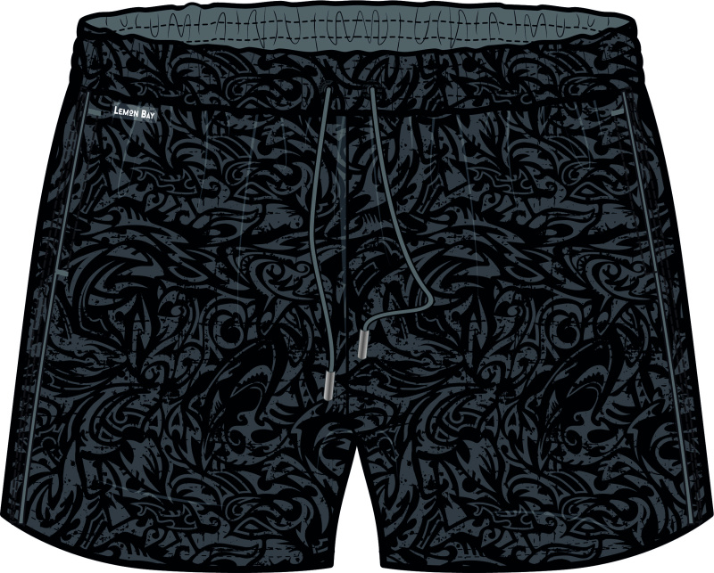 Großhändler LEMON BAY by France Denim - Aop Tribal Shark Badeshorts