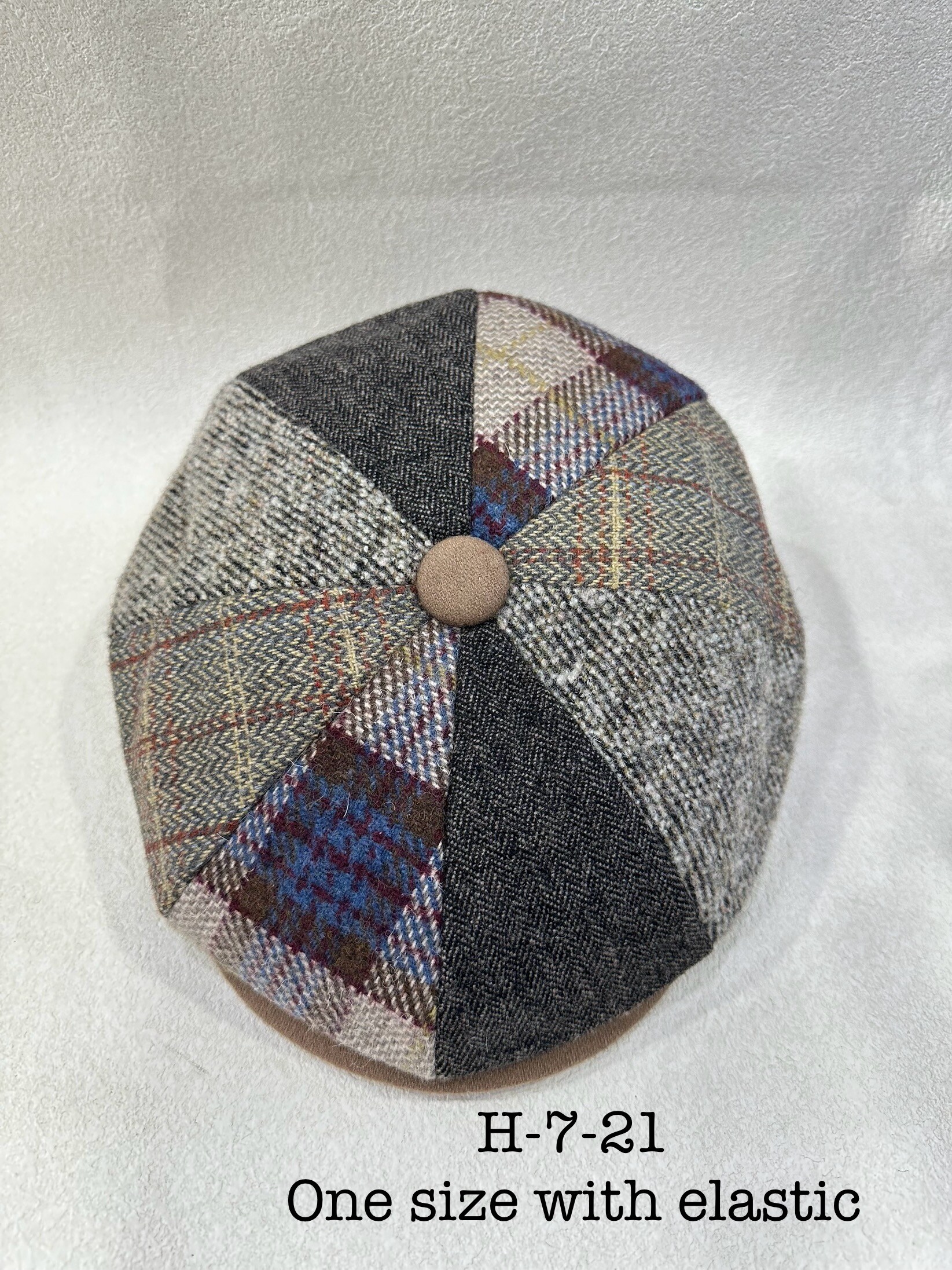 Grossiste LEXA PLUS - Casquette gavroche en tweed patchwork
