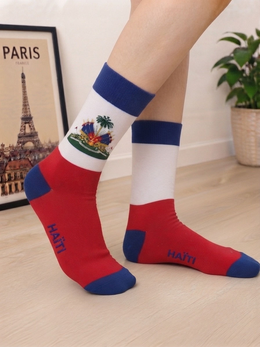 Grossiste LEXA PLUS - Chaussettes à motif drapeau Haiti