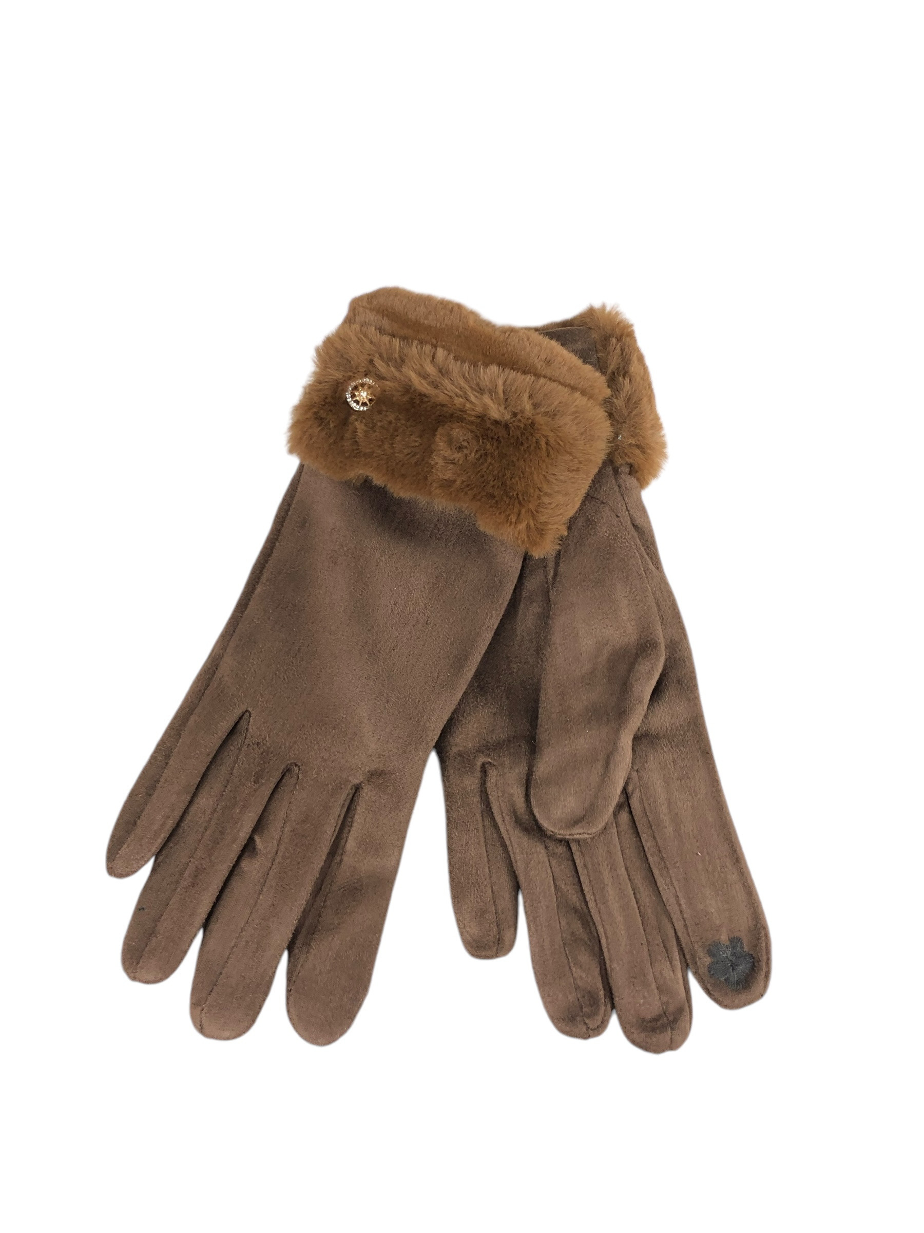 Wholesaler Lidy's - Gloves with faux fur trim and jewel button