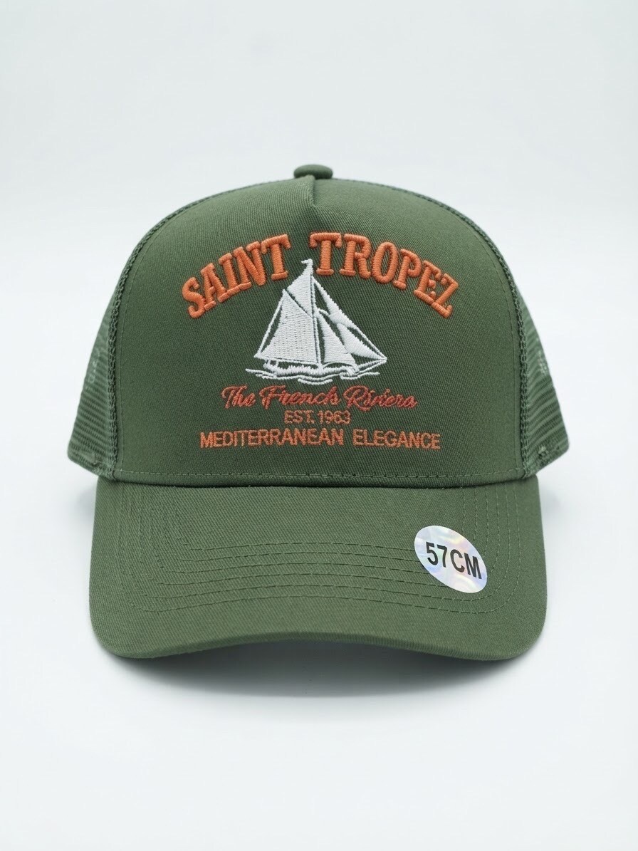 Grossiste Lili à la plage - Casquette Saint Tropez vert à filet