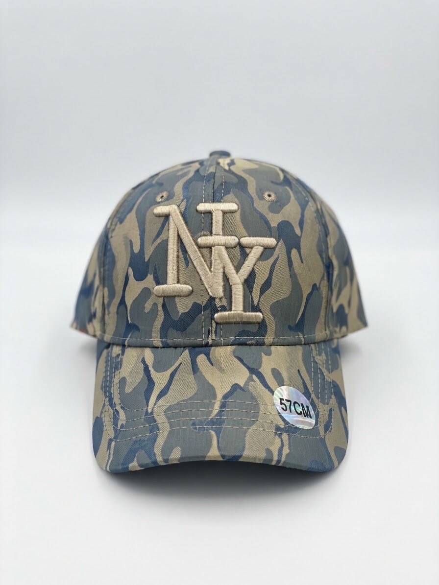 Grossiste Lili à la plage - Casquette NY militaire vert logo beige