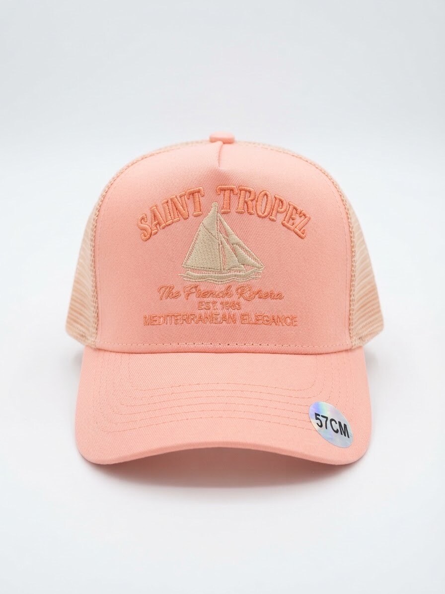 Grossiste Lili à la plage - Casquette Saint Tropez rose à filet