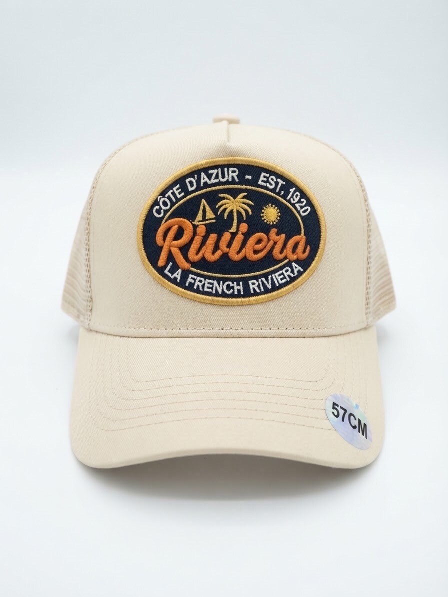 Grossiste Lili à la plage - Casquette Riviera - Côte d'Azur beige avec filet beige
