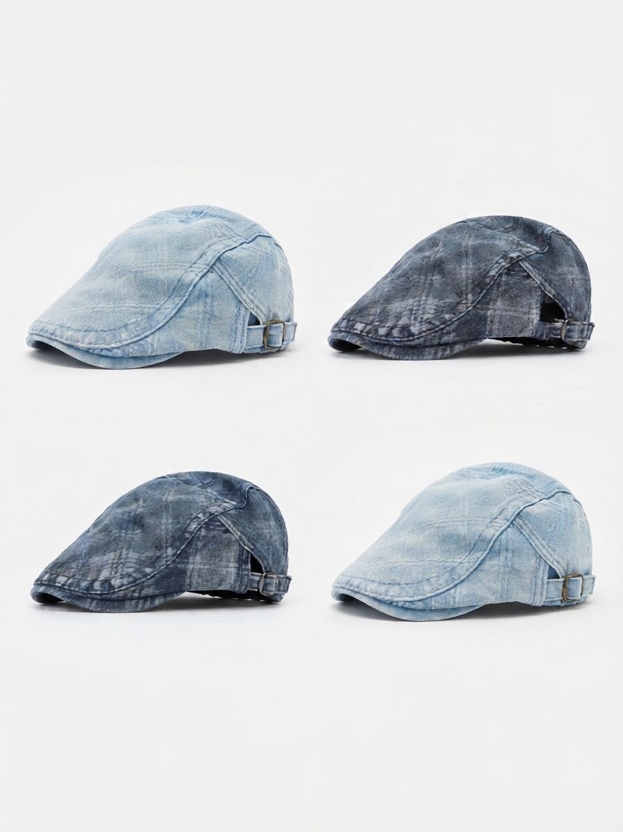 Großhändler Lili à la plage - Karierter Jeans-Look-Baskenmütze