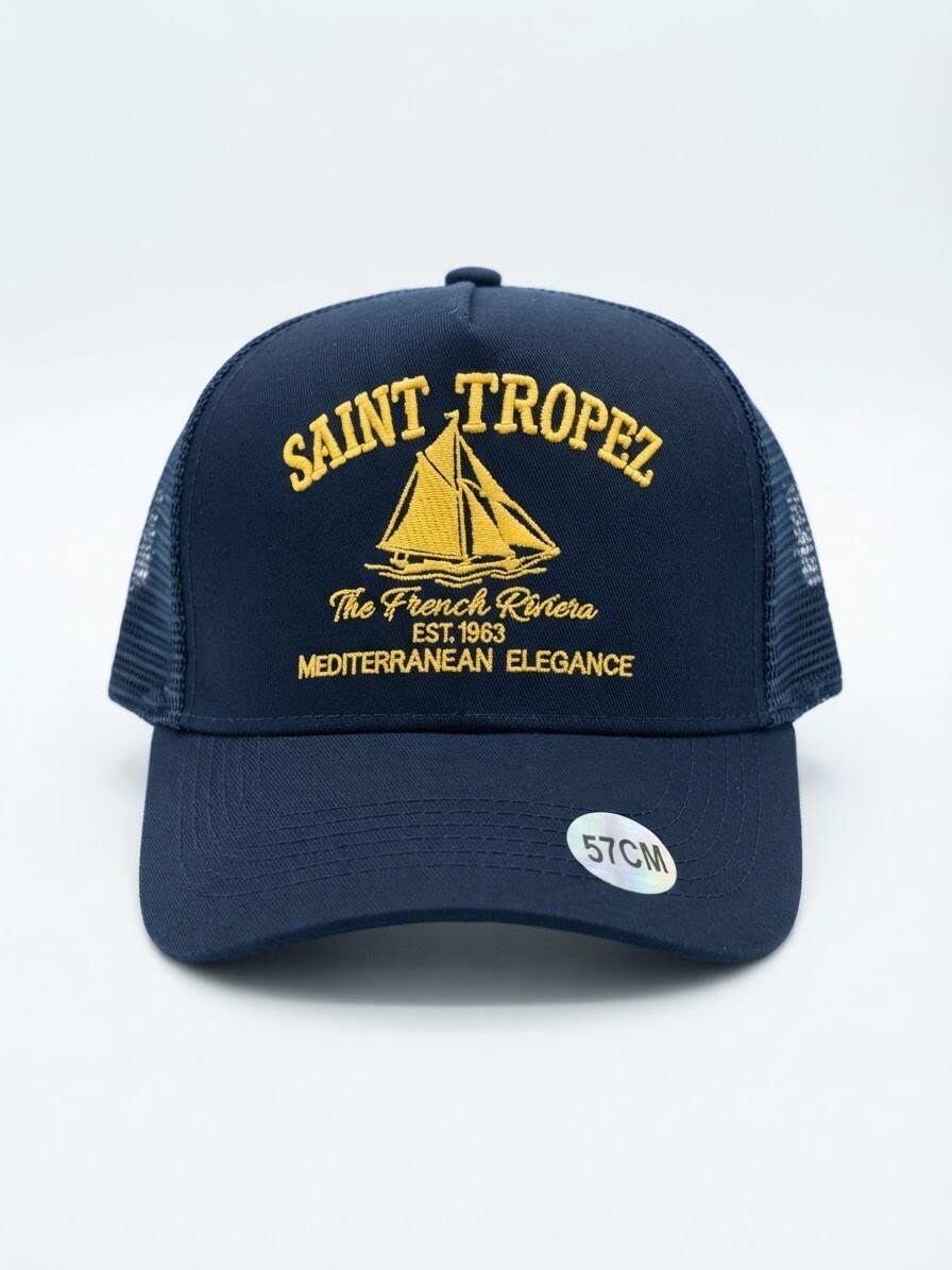 Grossiste Lili à la plage - Casquette Saint Tropez bleu marine à filet