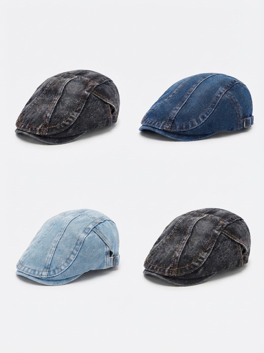 Großhändler Lili à la plage - Einfarbige Jeans-Baskenmütze