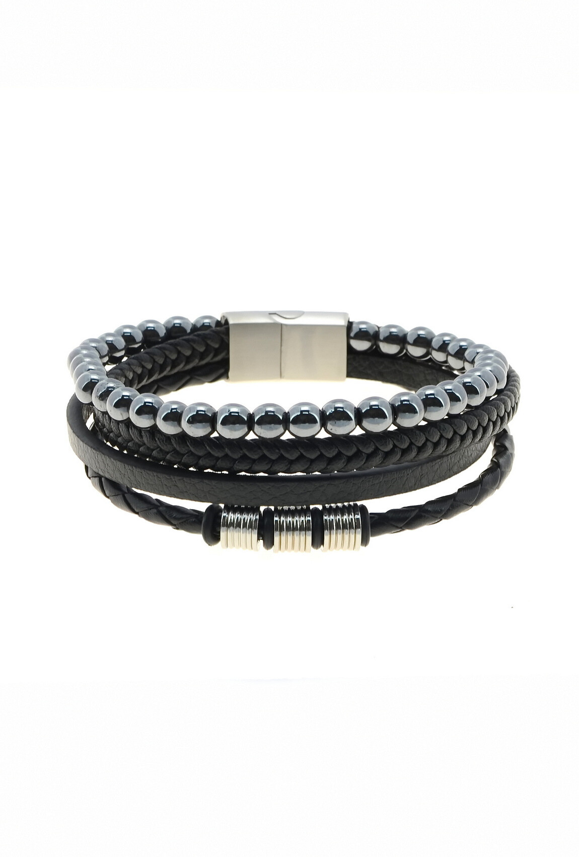 Großhändler LILY CONTI - Färbung von Pierre-Pierre-Homme-4 Rangs-Cuir-220mm Armband-220mm