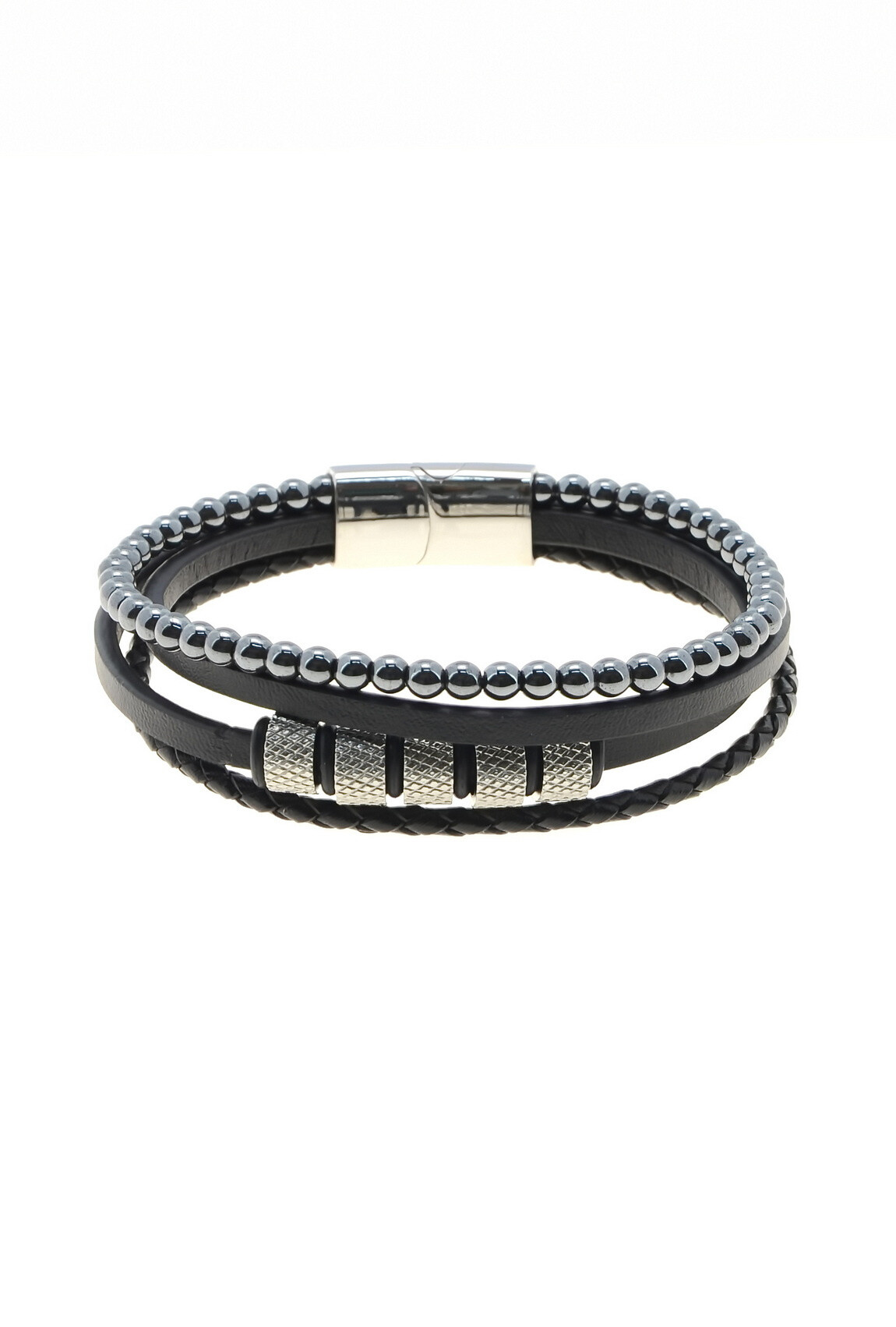 Wholesaler LILY CONTI - Multi-strand bracelet for men - stones, synthetic leather, and stainless steel