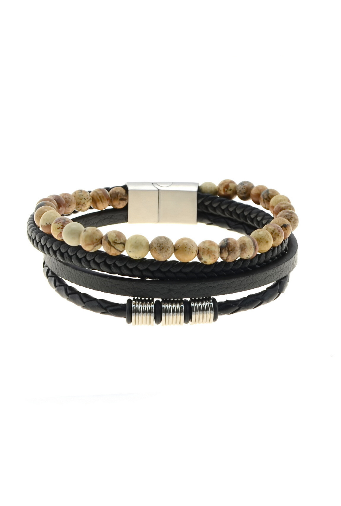 Großhändler LILY CONTI - Färbung von Pierre-Pierre-Homme-4 Rangs-Cuir-220mm Armband-220mm