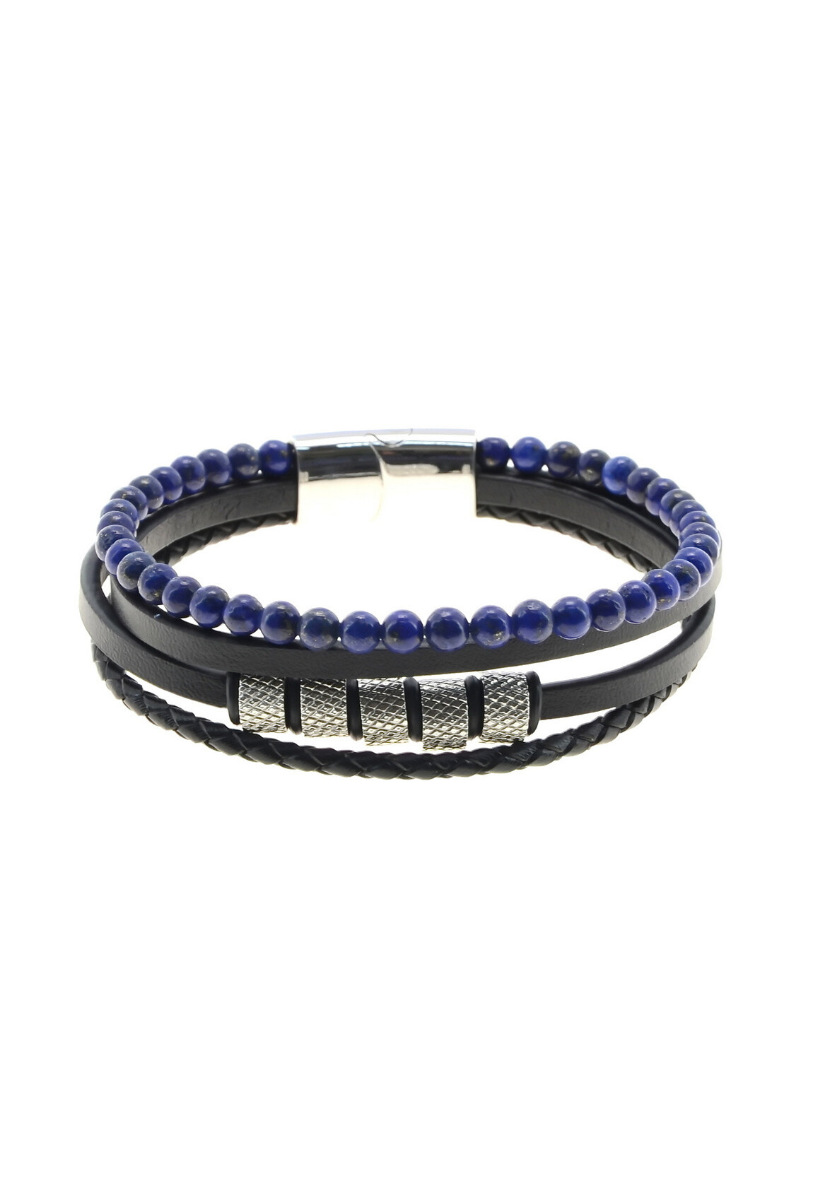Wholesaler LILY CONTI - Multi-strand bracelet for men - stones, synthetic leather, and stainless steel