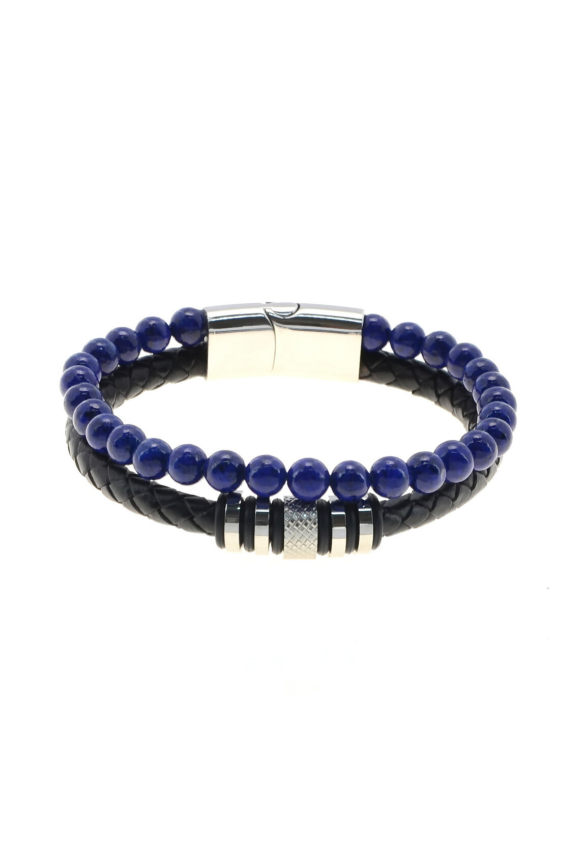 Grossiste LILY CONTI - Bracelet 2 rangs pour homme en acier inoxydable, pierres,cuir.