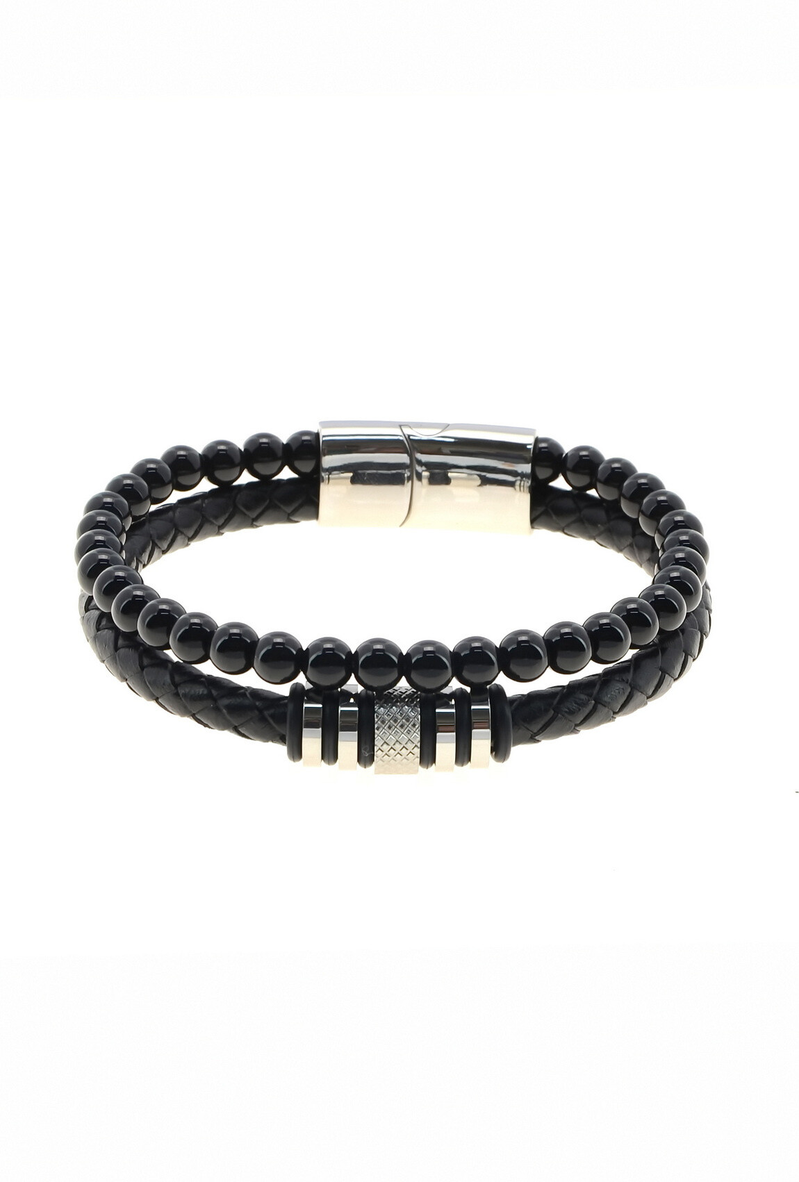 Wholesaler LILY CONTI - 2-row bracelet for men in stainless steel, stones, leather.