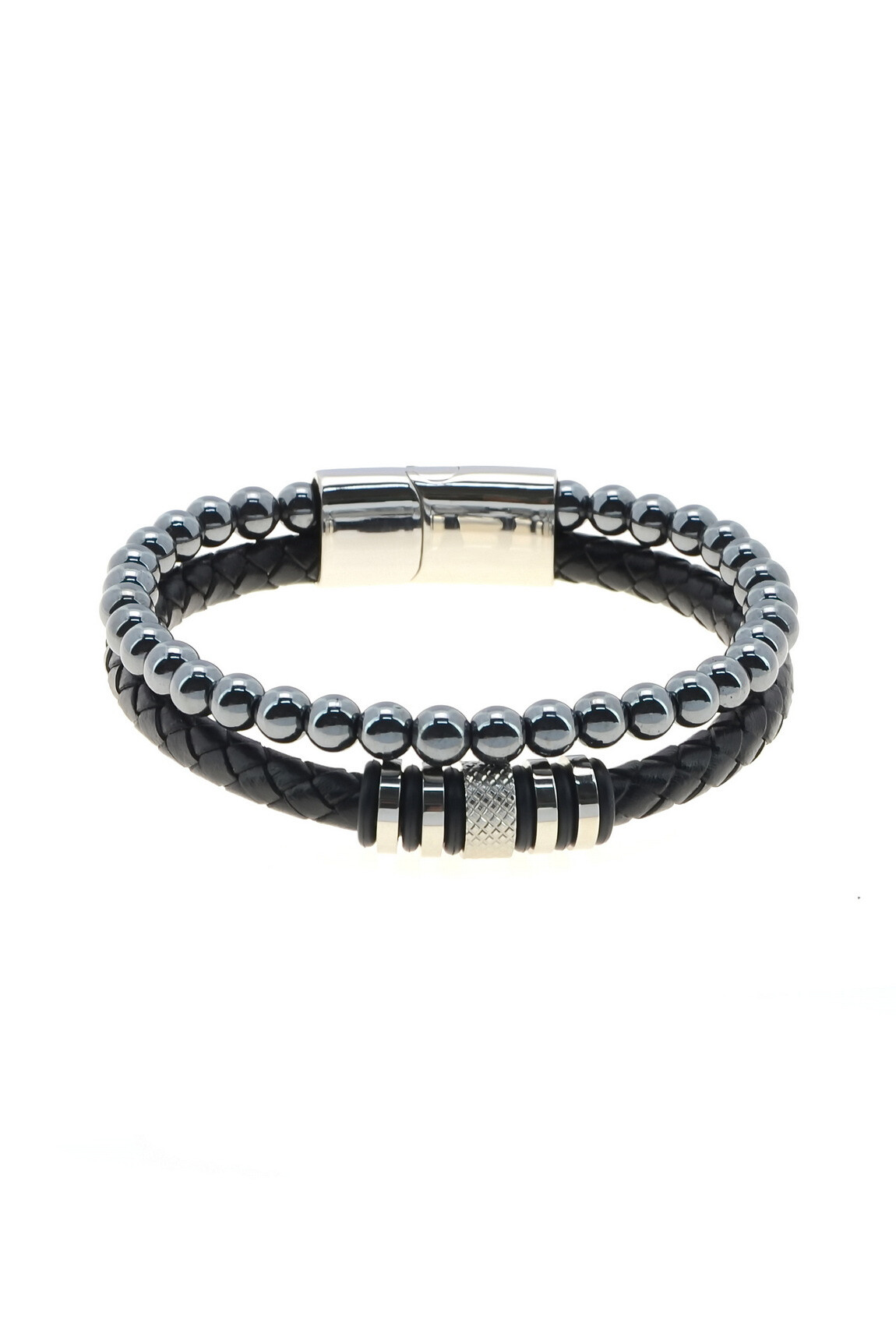 Wholesaler LILY CONTI - 2-row bracelet for men in stainless steel, stones, leather.
