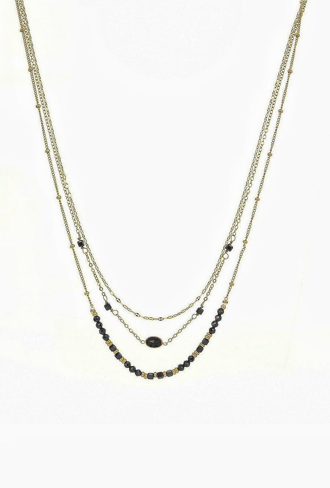 Grossiste LILY CONTI - Collier trois rangs en acier inoxydable,pierres naturelles