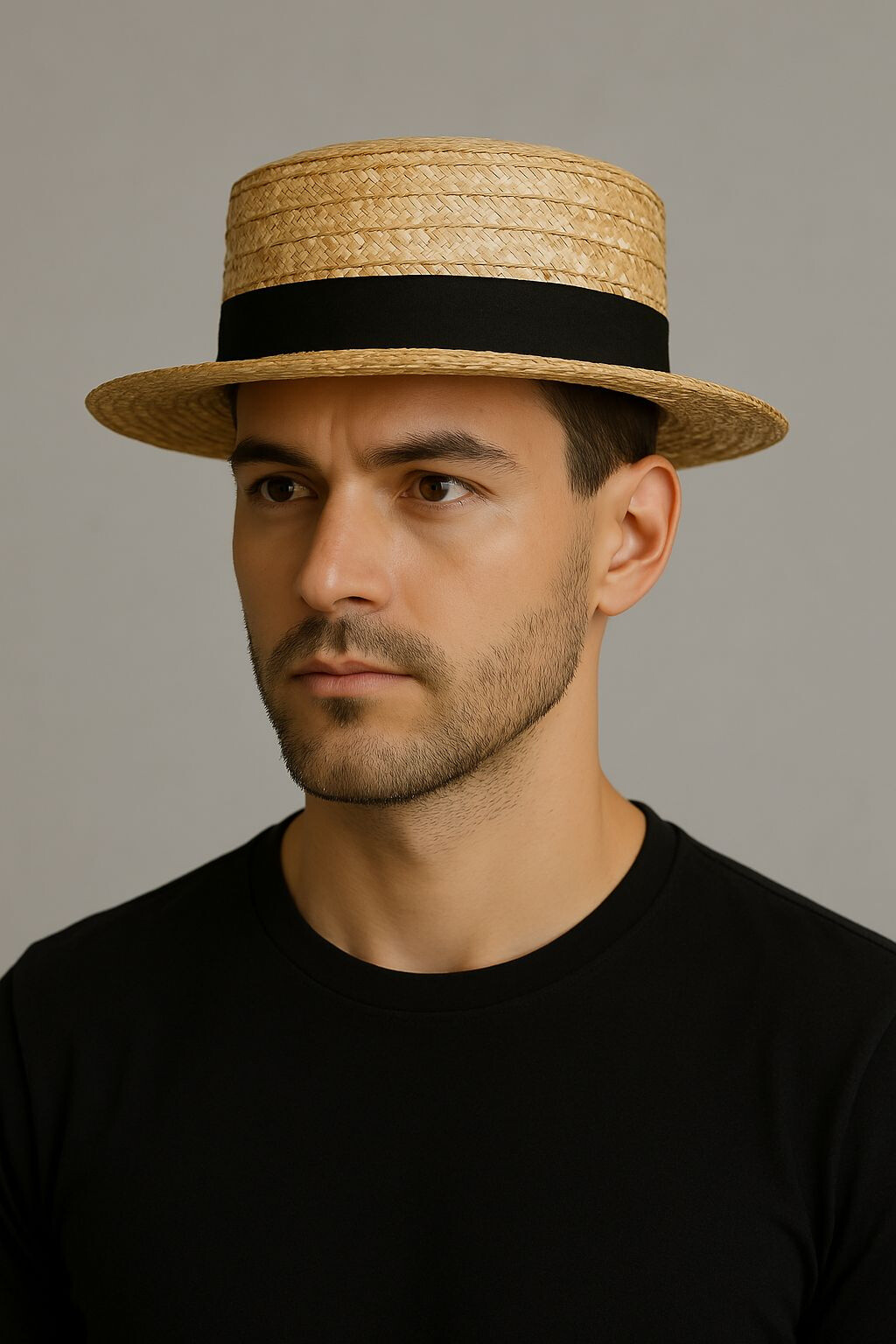 Wholesaler LINETA - Hats off “Raphia way” in braided paper with black ribbon