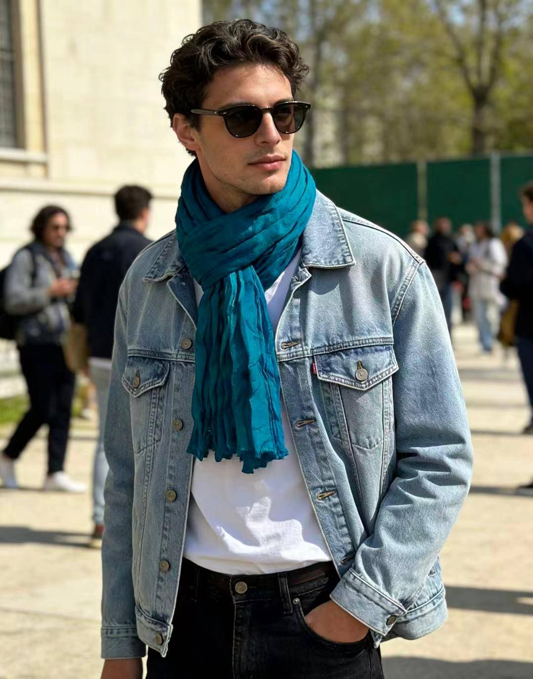 Mayorista LINETA - Pañuelo liso de 100% algodón indio, color turquesa