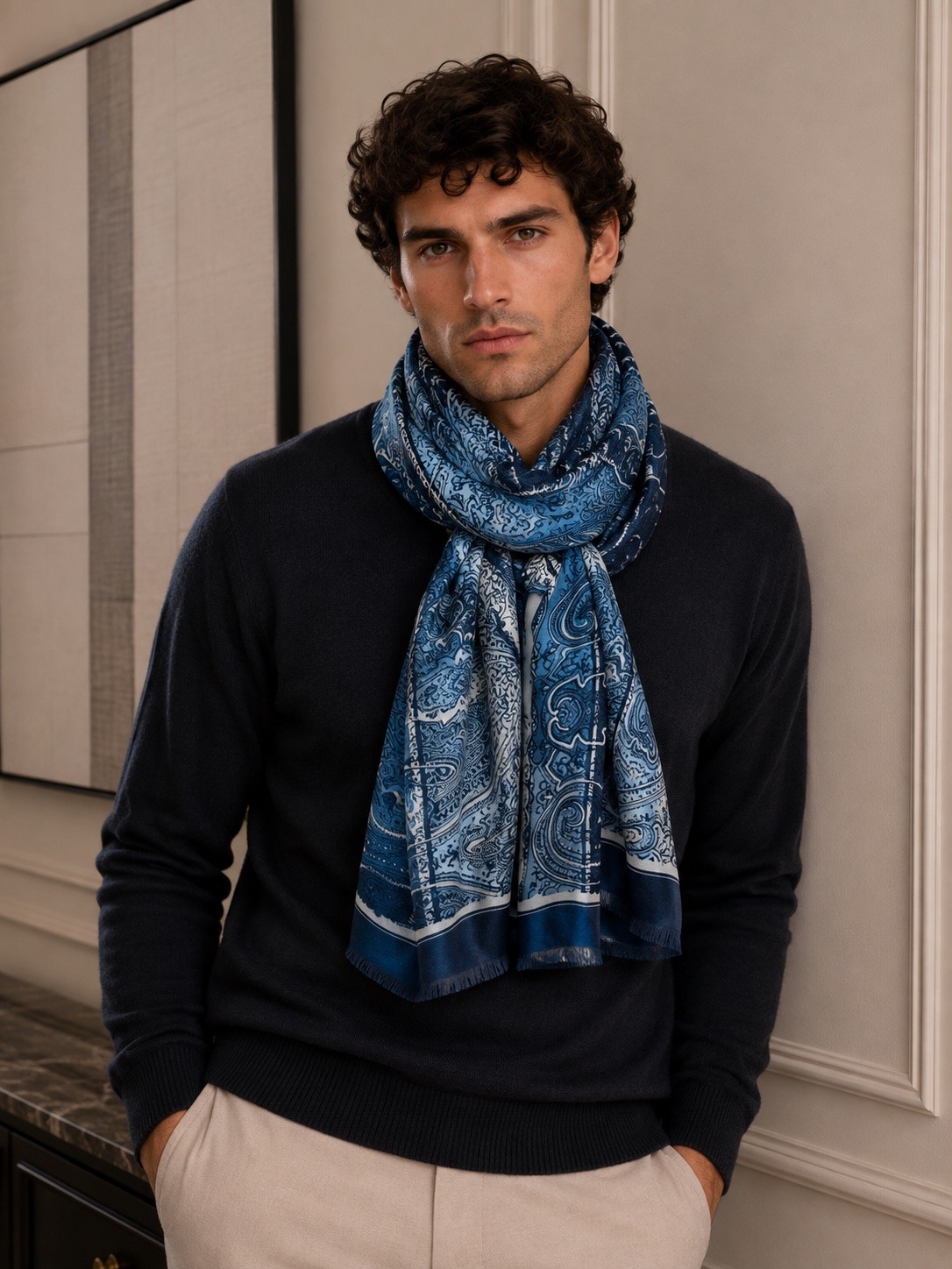Grossiste LINETA - HH--406 Foulard imprimé homme
