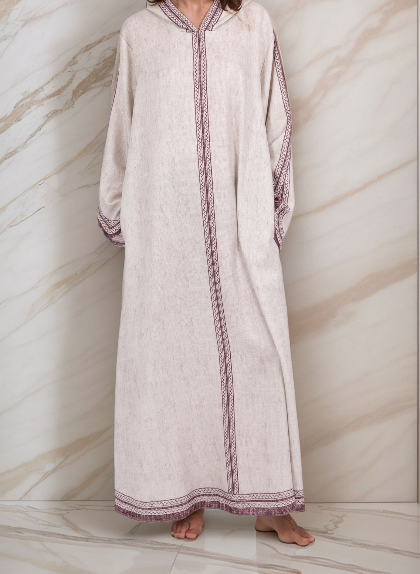 Wholesaler Lusa Mode - Elegant special print Djellaba hooded combination with pockets