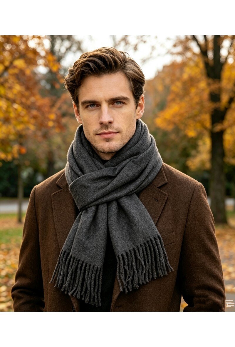 Wholesaler LX Moda - Solid scarf in viscose and wool with long fringes