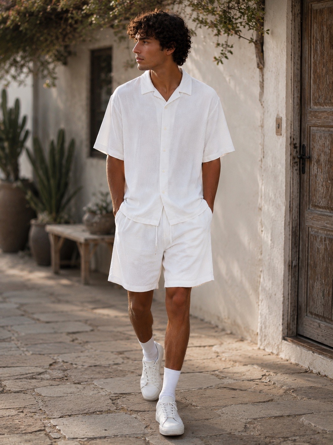 Wholesaler Lysande - Linen effect shirt shorts set