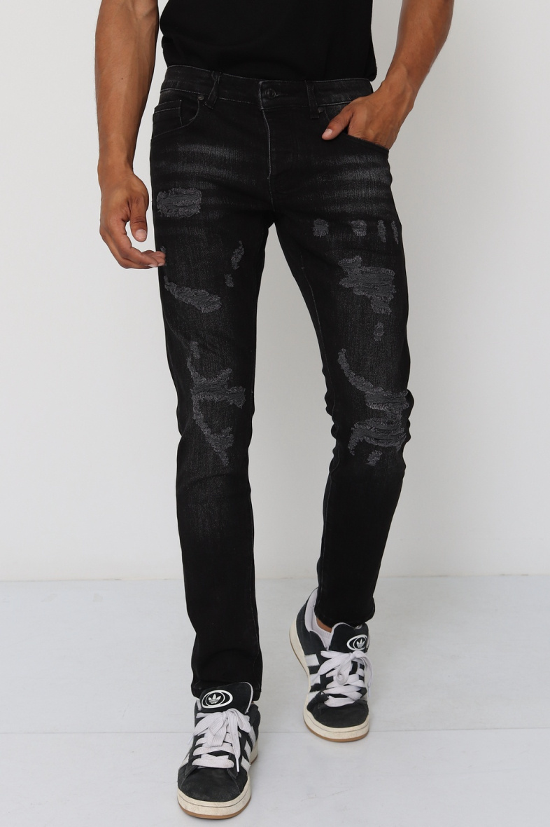 Großhändler Lysande - Dunkelgraue Destroyed-Jeans
