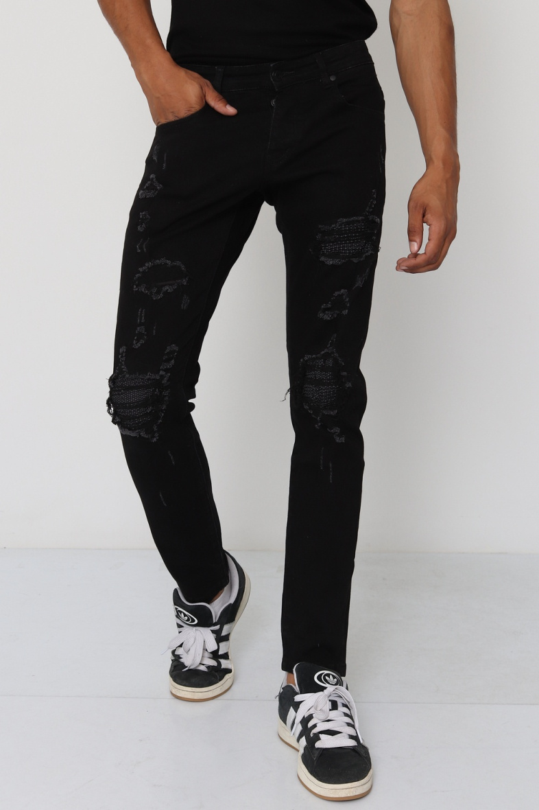 Wholesaler Lysande - Ripped black jeans with yoke