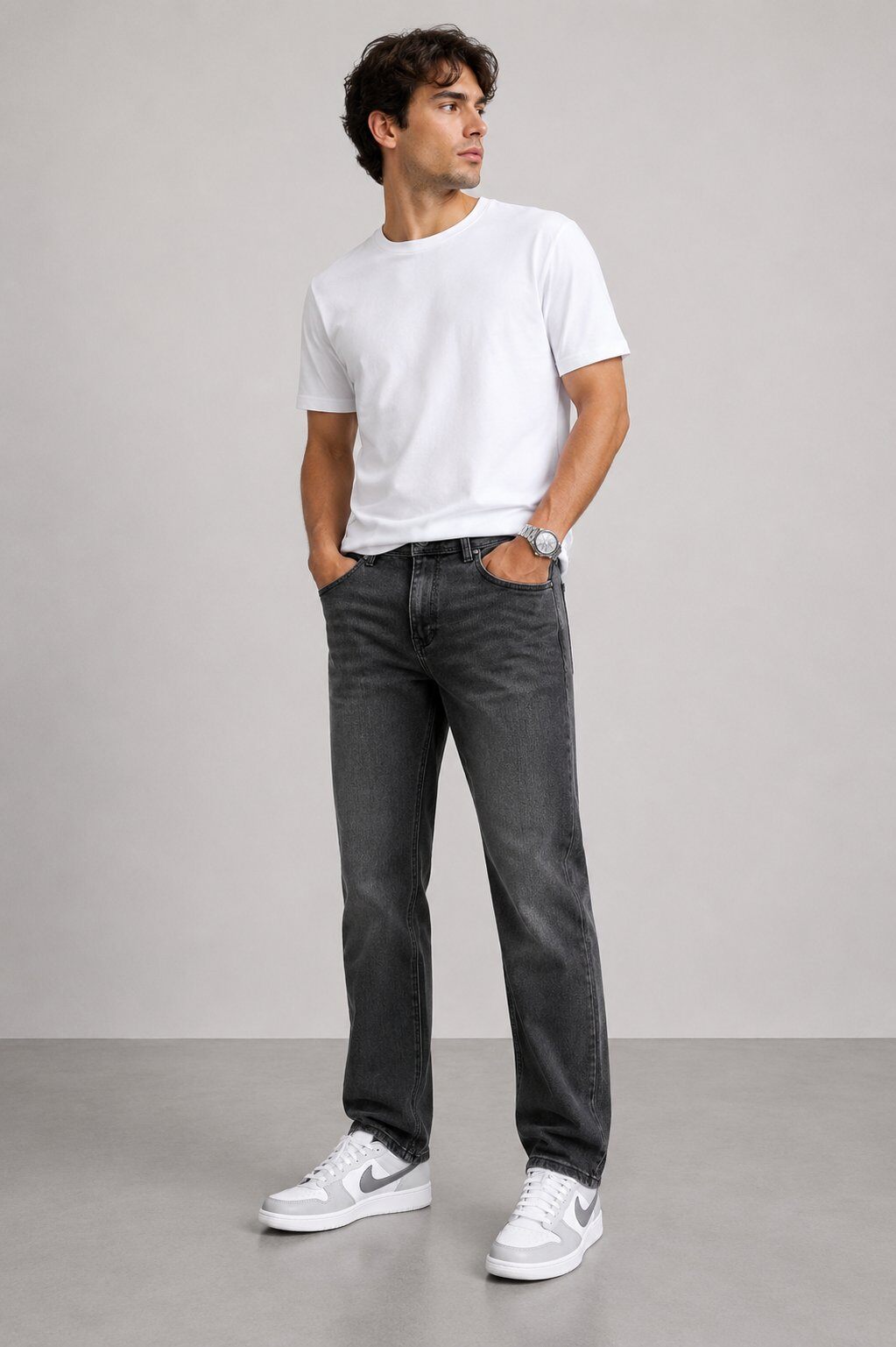 Wholesaler Lysande - Dark charcoal grey straight-leg jeans