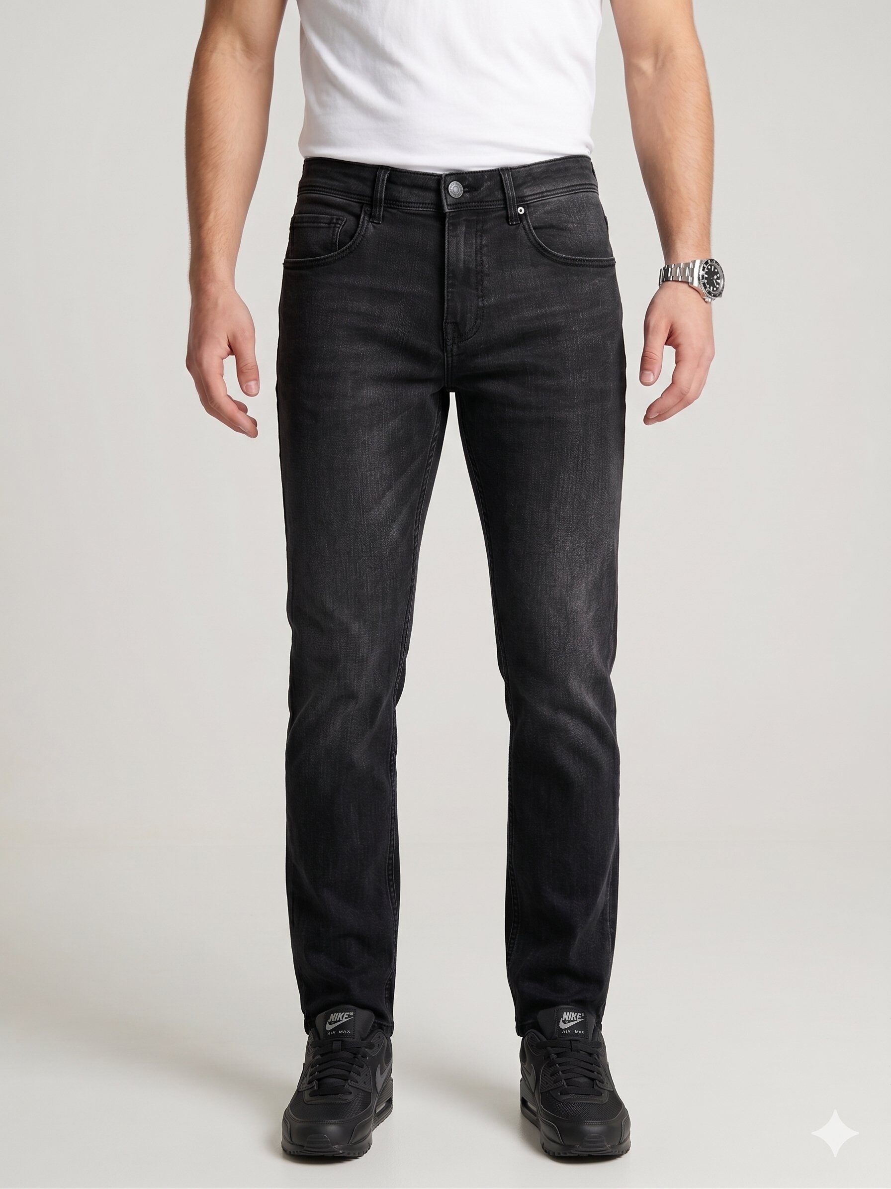 Wholesaler Lysande - Dark Grey Straight-Leg Jeans