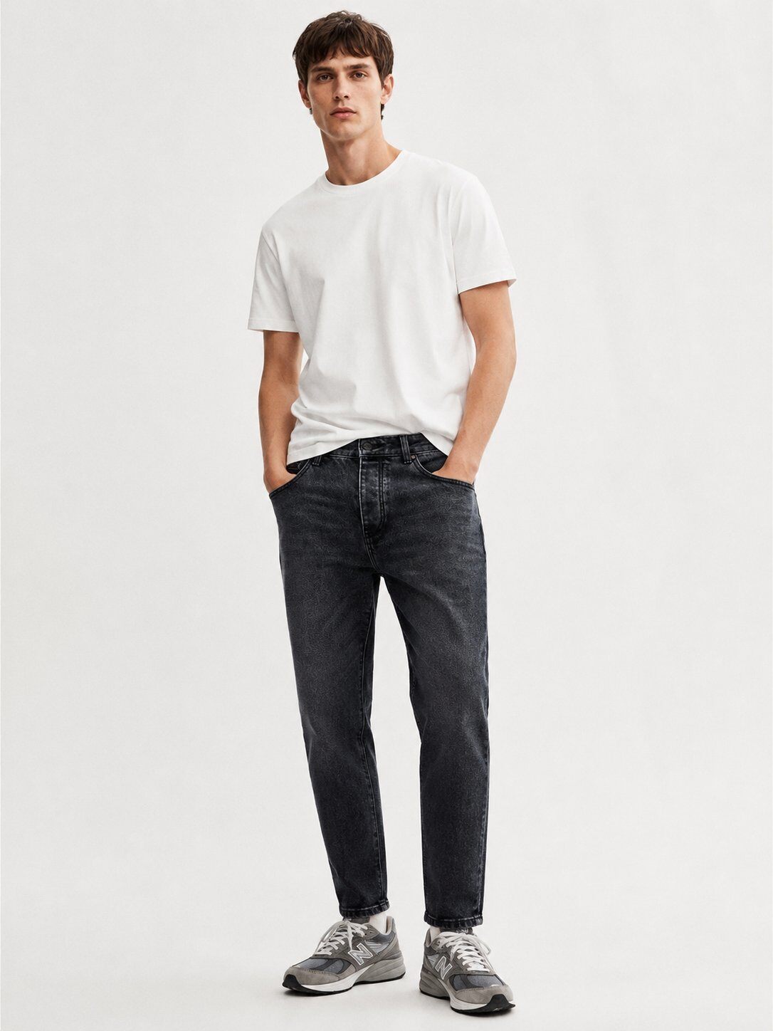 Wholesaler Lysande - Men's tapered jeans 100% cotton in charcoal black wash