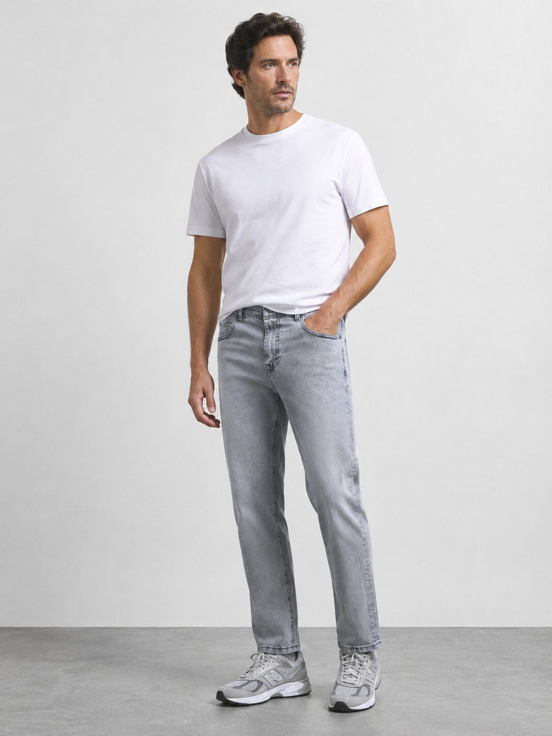 Wholesaler Lysande - Men's straight-leg light grey jeans