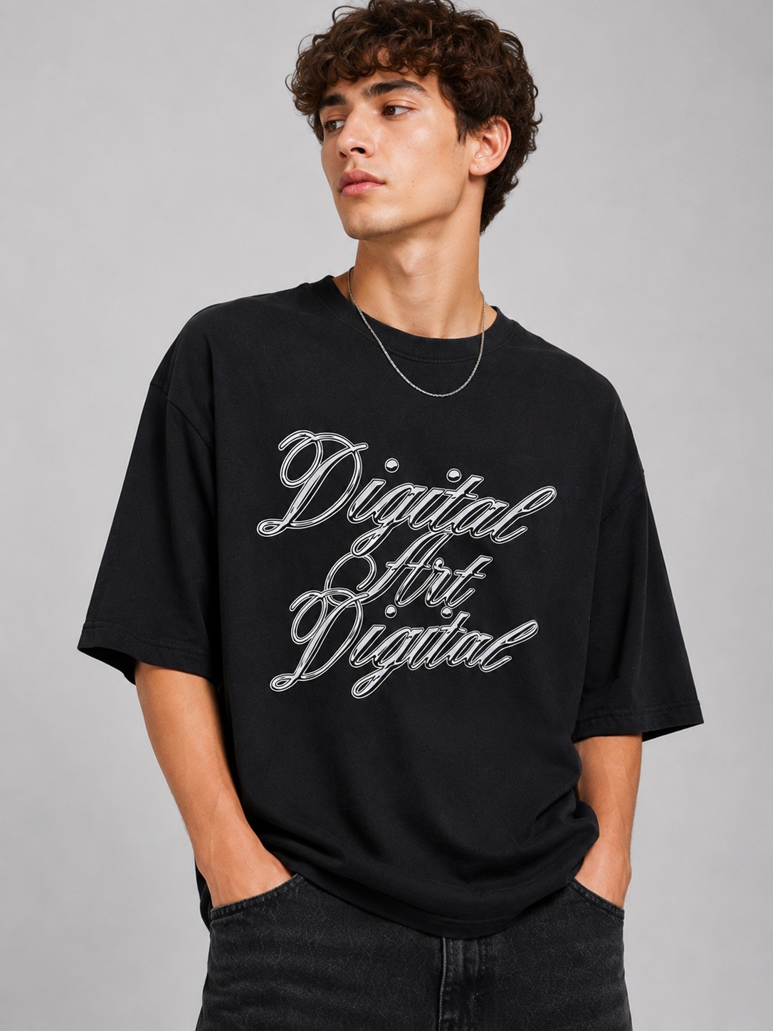 Wholesaler Lysande - Men's Oversized T-shirt “Digital Art” – Black
