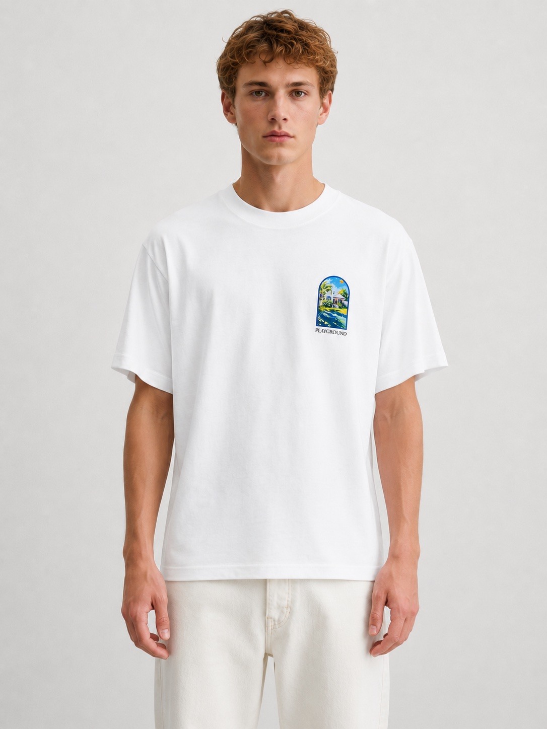 Wholesaler Lysande - Men's Oversized T-shirt “Playground” – White