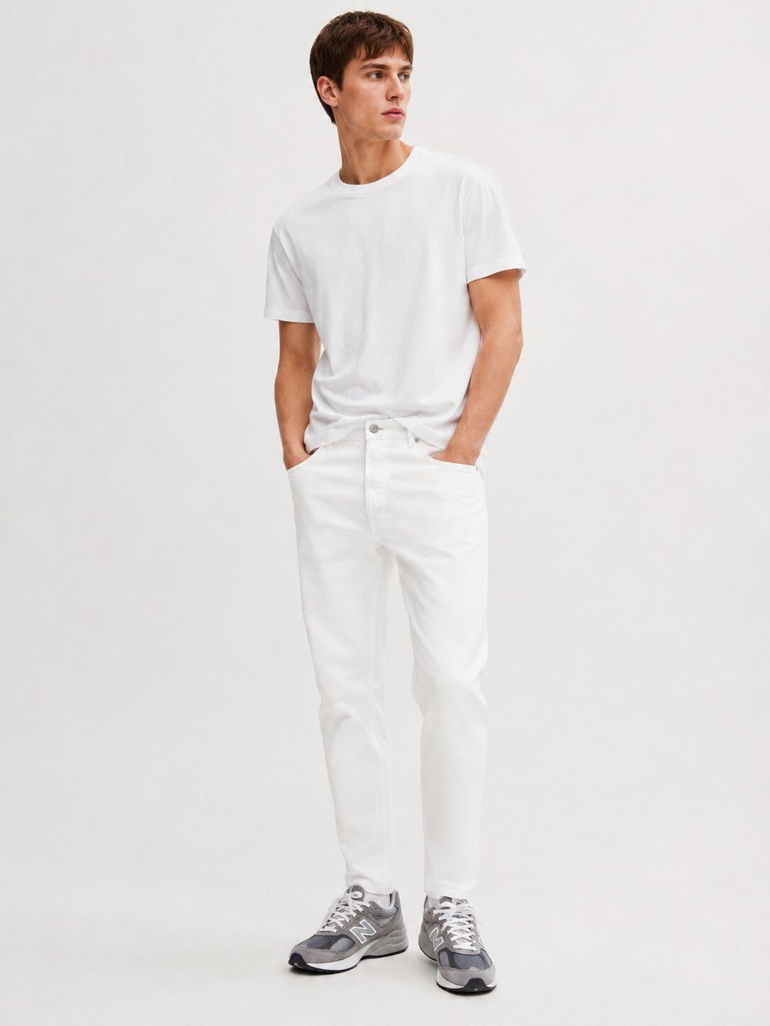 Wholesaler Lysande - Men's White Slim Fit Stretch Jeans – Premium Minimalist Style