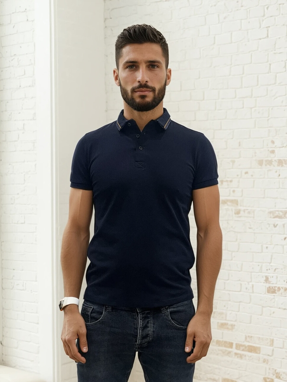 Wholesaler Lysande - Plain polo with fancy collar