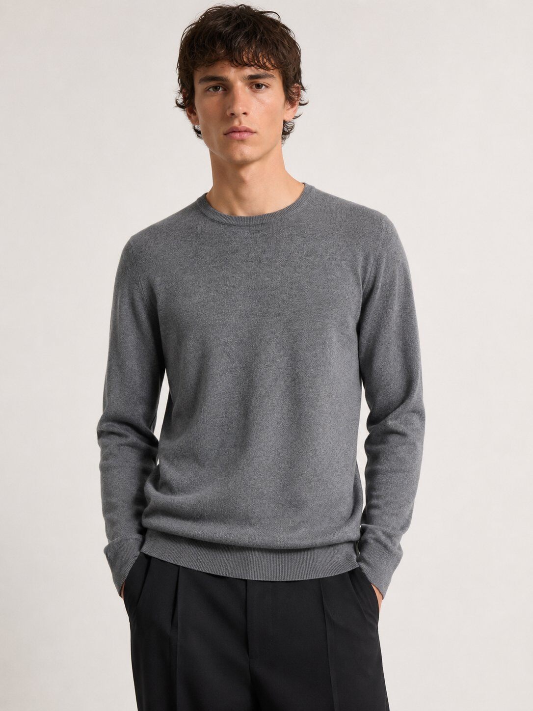 Grossiste Lysande - Pull col rond gris en maille fine