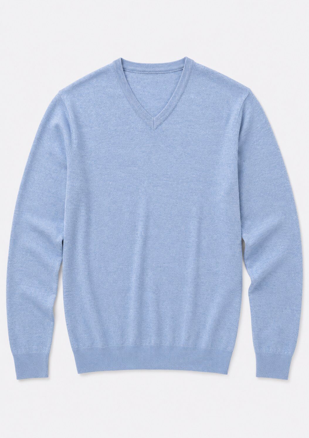 Grossiste Lysande - Pull col V maille fine – Bleu Ciel