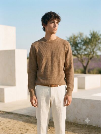 Wholesaler Lysande - Textured Crew Neck Sweater Wholesaler Lysande - Textured Crew Neck Sweater