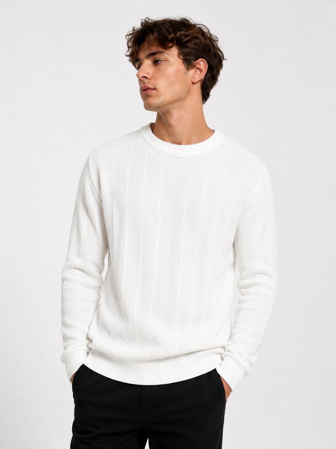 Grossista Lysande - Maglione a coste con scollo rotondo